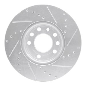 Cadillac BLS Brake Rotor (1) - Front Left - R1 Concepts - Drilled & Slotted - Silver - `03-`11